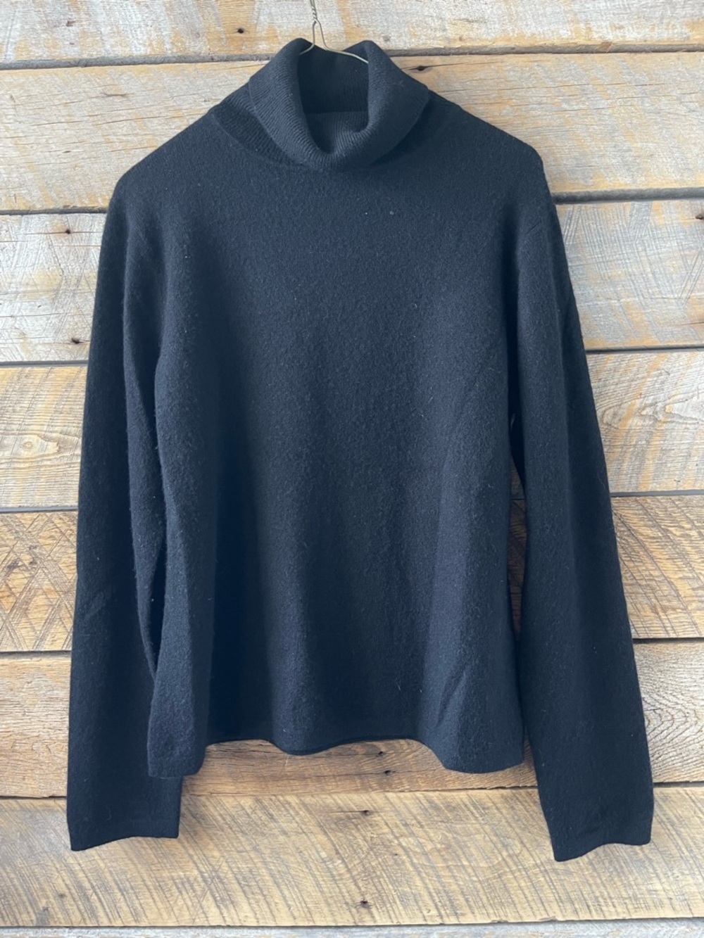 Women’s 100% Cashmere Turtleneck Sweater Black Large Long Sleeve Soft Apt 9